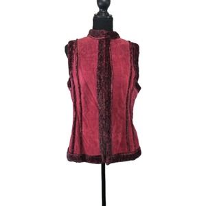 Prosper & Devine Red Suede Leather Vest Faux Fur Lined Medium